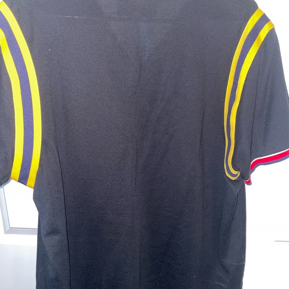 Gucci Black Polo with Yellow Stripes and Red Trim